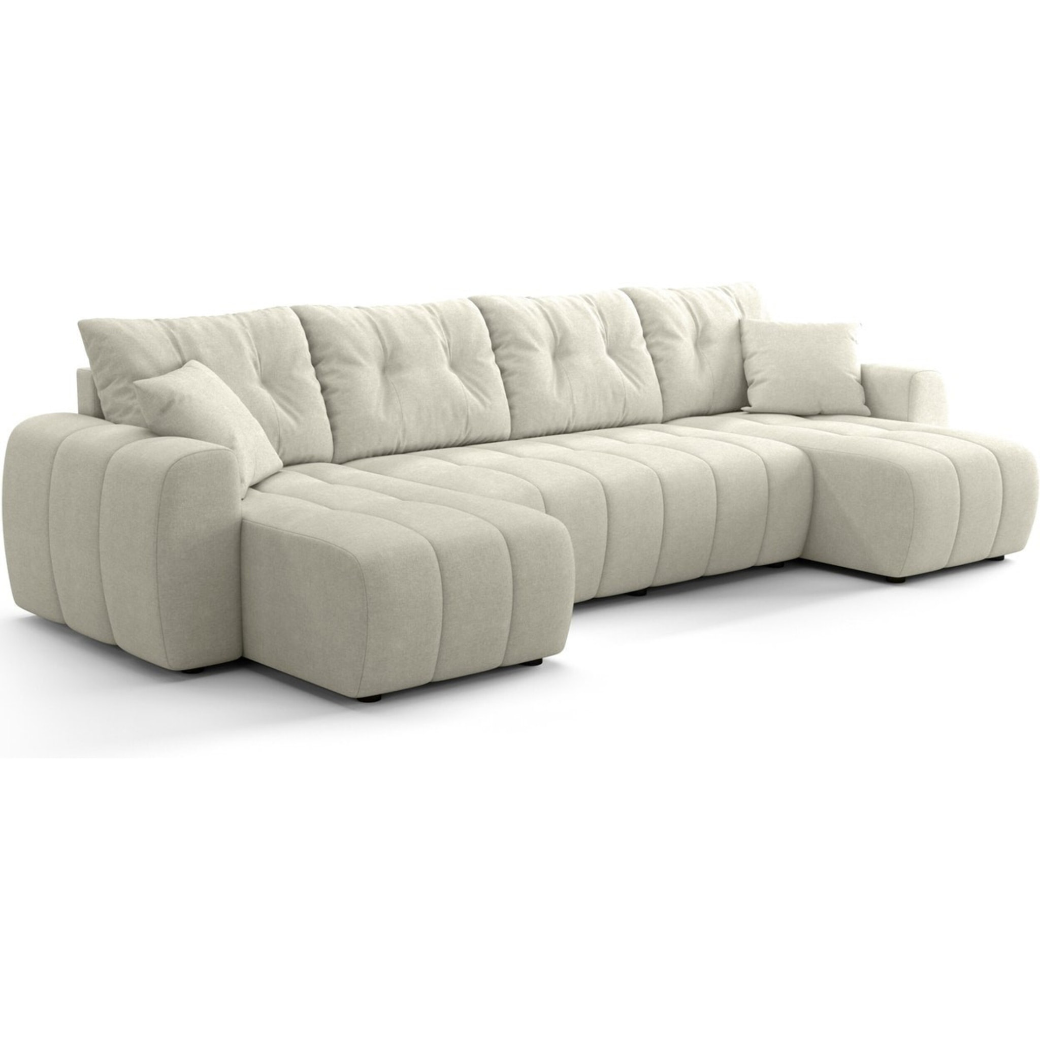 Canapé panoramique convertible 6 places en tissu chenille - ALBA
