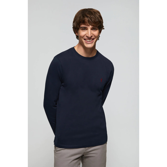 Maglietta basic blu scuro a maniche lunghe con logo Rigby Go