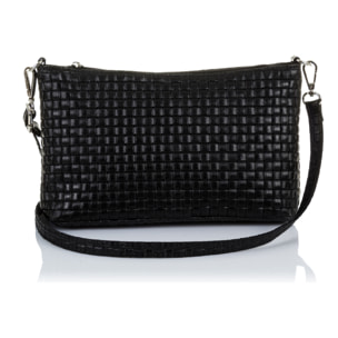 Zia Borsa a tracolla Donna.Pelle autentica Camoscio Incisione Geometrica