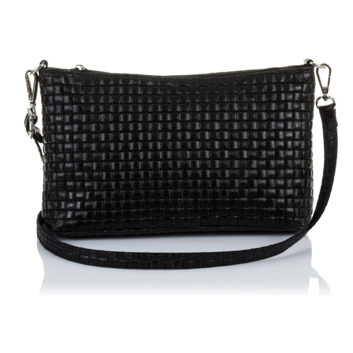 Zia Borsa a tracolla Donna.Pelle autentica Camoscio Incisione Geometrica