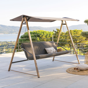 Balancelle de jardin "Soly" honey & charbon 224x135x173cm en acier