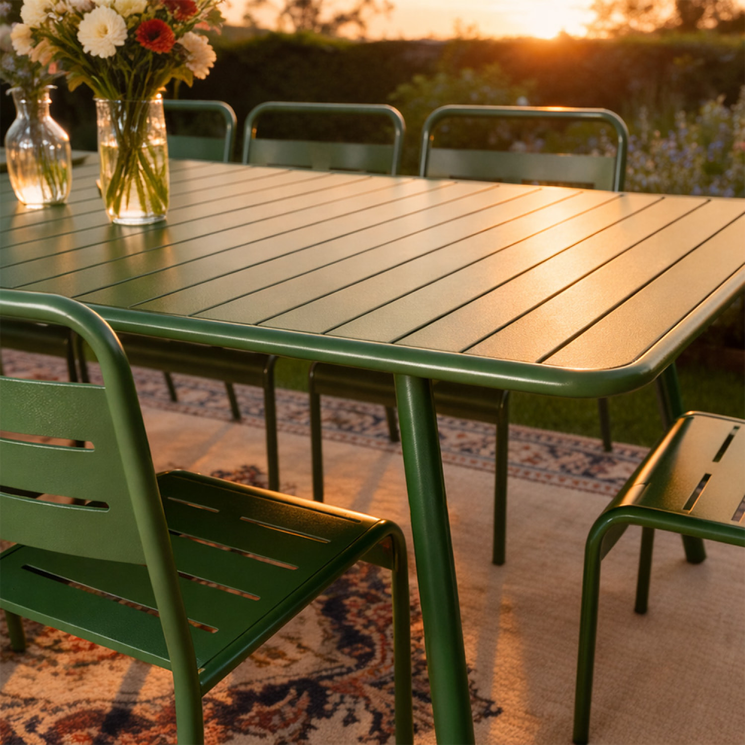 Table de jardin 10-12 places 234cm verte EVORA