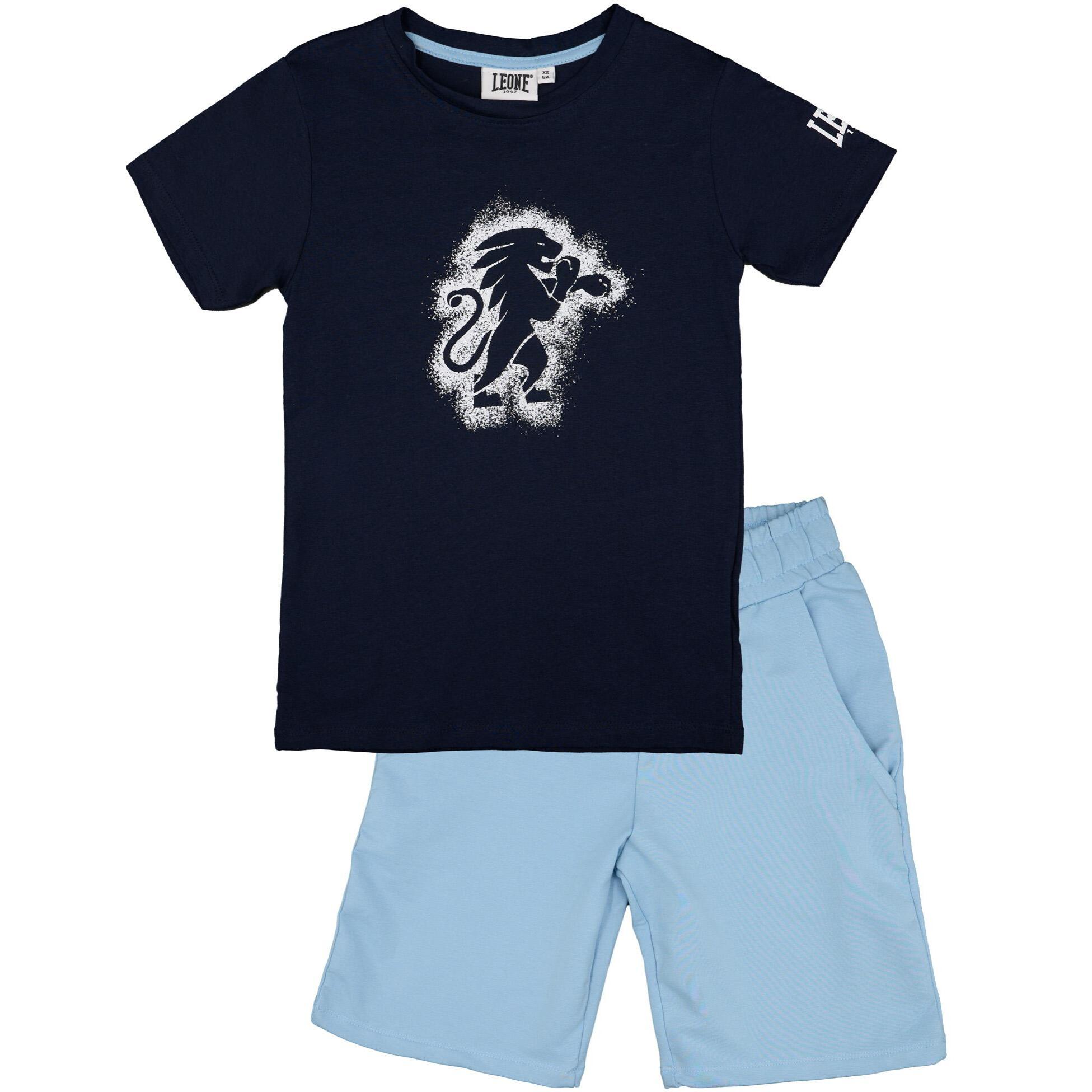 Conjunto infantil completo de algodón con camiseta y pantalones cortos Leone Tie Dye.