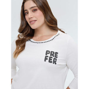 Fiorella Rubino - Camiseta de algodón con estampado - Blanco
