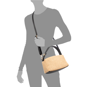 Baselice Bolso de mano Mujer. Fabricado en paja y piel auténtica Dollaro.