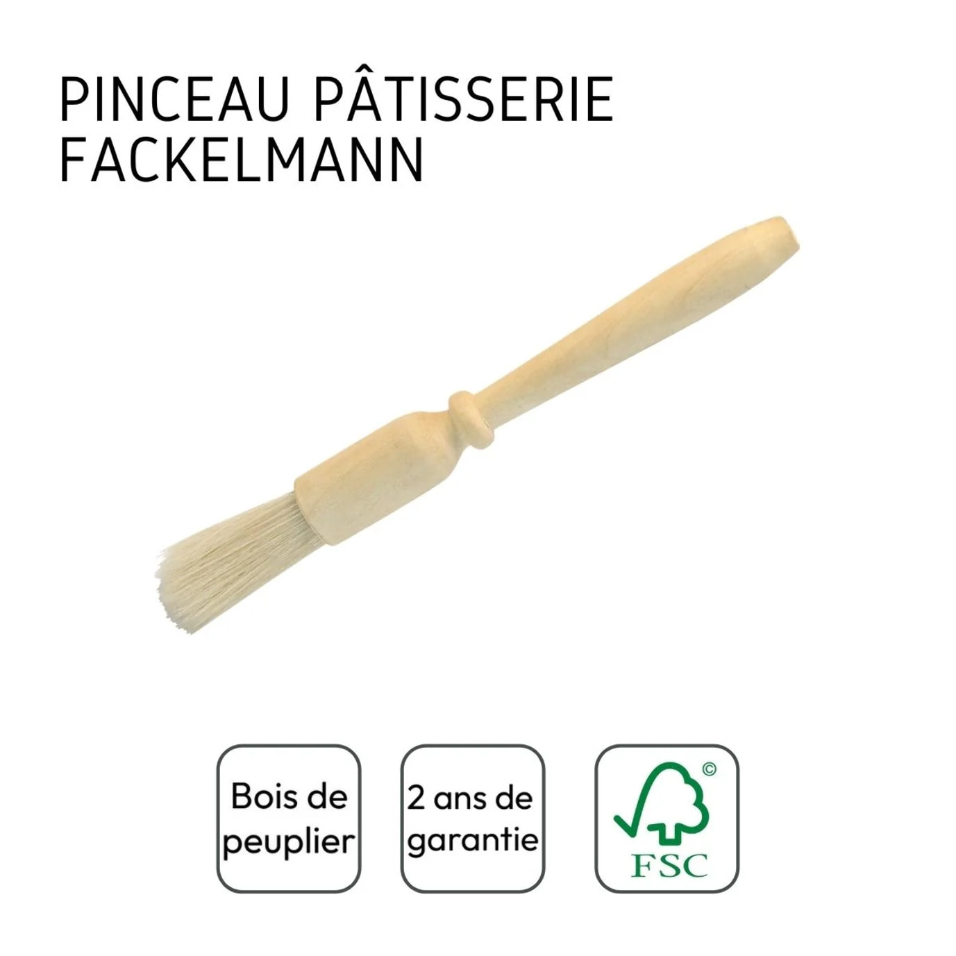 Set de 2 ustensiles de pâtisserie pinceau en poil de porc Fackelmann Boisselerie