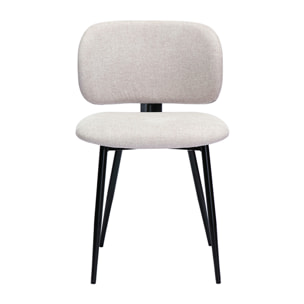 Chaises en tissu effet velours texturé beige et métal noir (lot de 2) ATRIUM