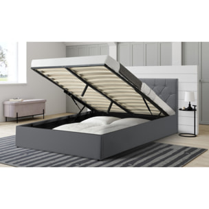 Lit coffre Hannah PVC avec sommier - Gris