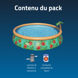 Bestway Piscine gonflable ronde Bestway Fast Set 457 x 84 cm décor tropical