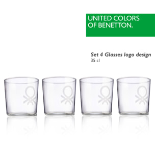 Set 4pcs vasos de agua cristal logo transparente  benetton