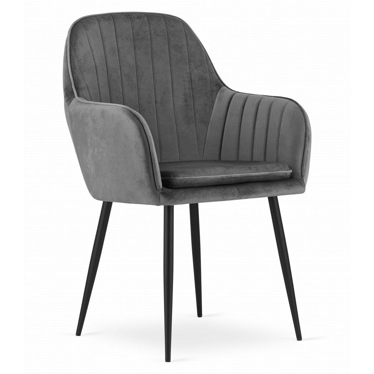 Sedia di design Lugo in velluto grigio scuro con gambe nere