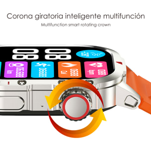 Smartwatch B04 con chiamate BT, notifiche push. Monitor sportivo e di salute. Corona multifunzione.