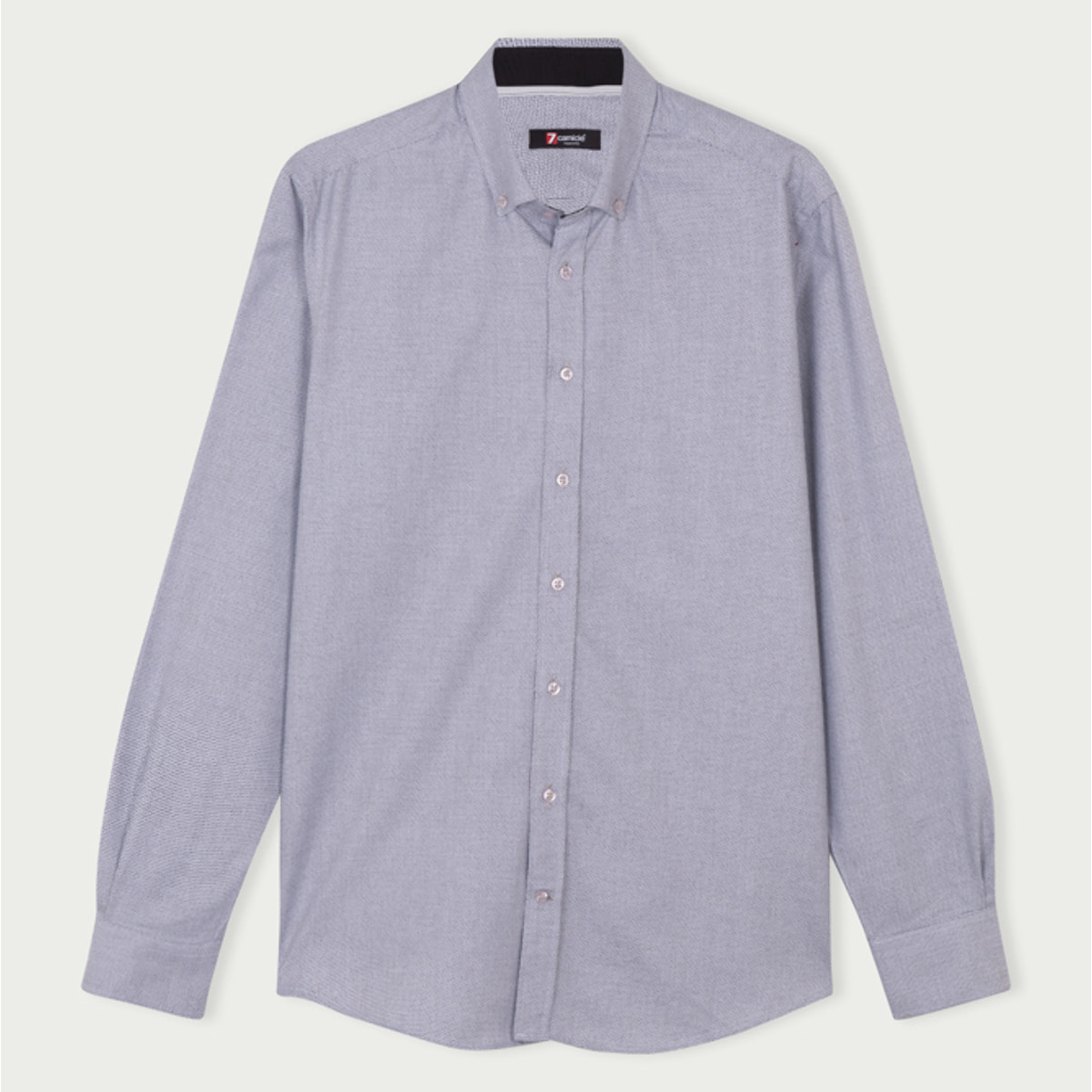 camicia uomo 1 bottone button down slim Jacquard Fantasia Grigio Scuro/Bianco