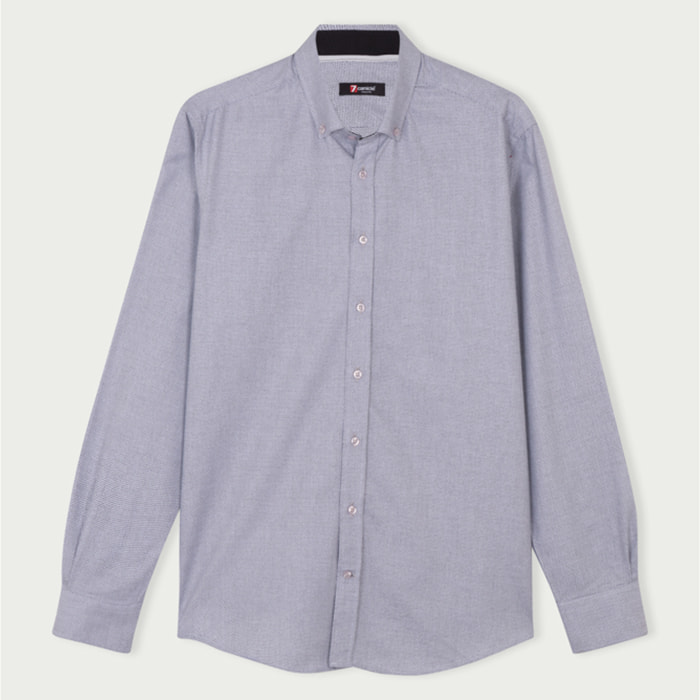 camicia uomo 1 bottone button down slim Jacquard Fantasia Grigio Scuro/Bianco