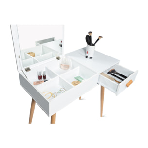Coiffeuse-bureau 2 en 1 Serena avec miroir rabattable