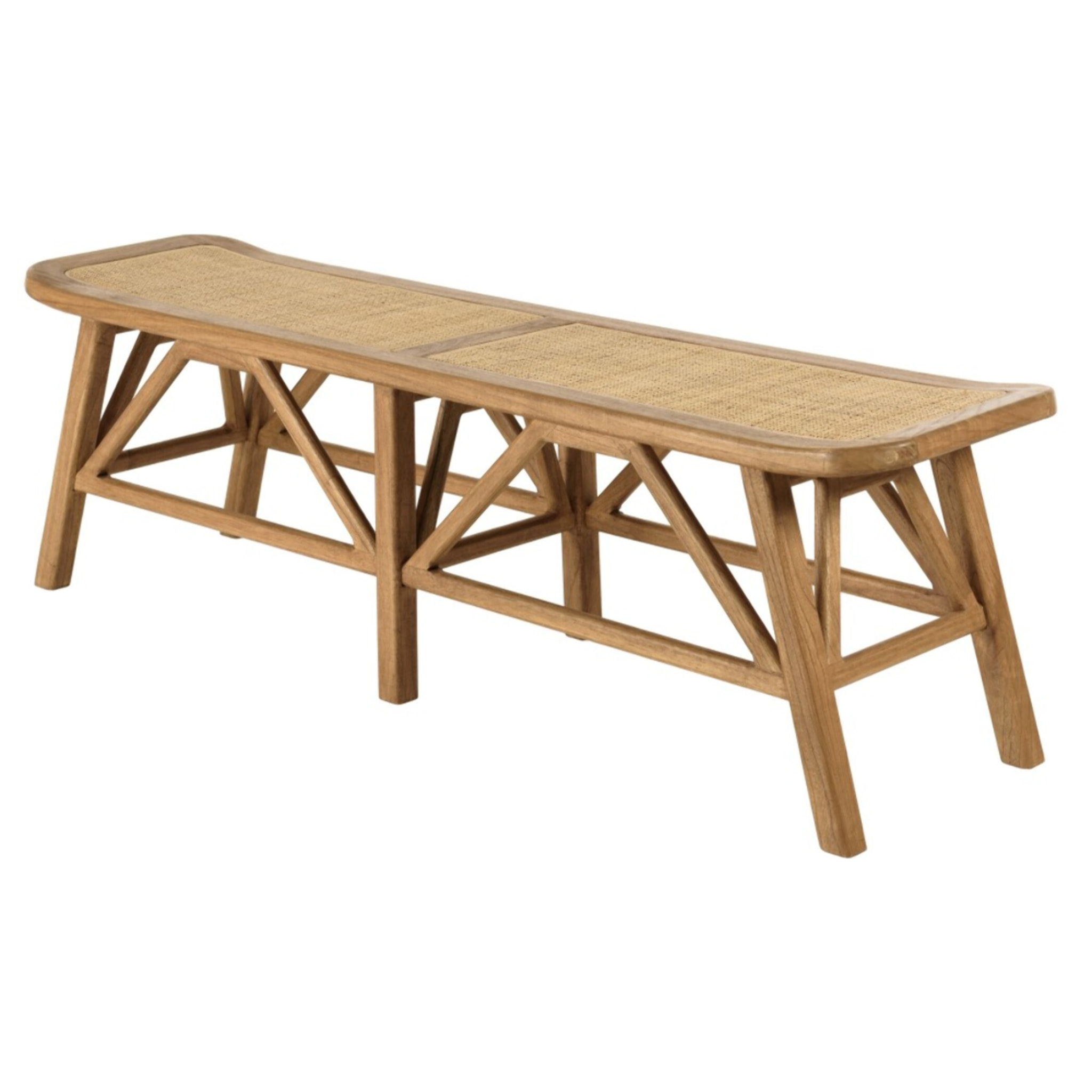 AMY - Banc 2 places en bois de mindi et rotin naturel AMY