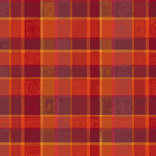 Nappe pur coton motif jacquard orange rouge Mille wax ketchup