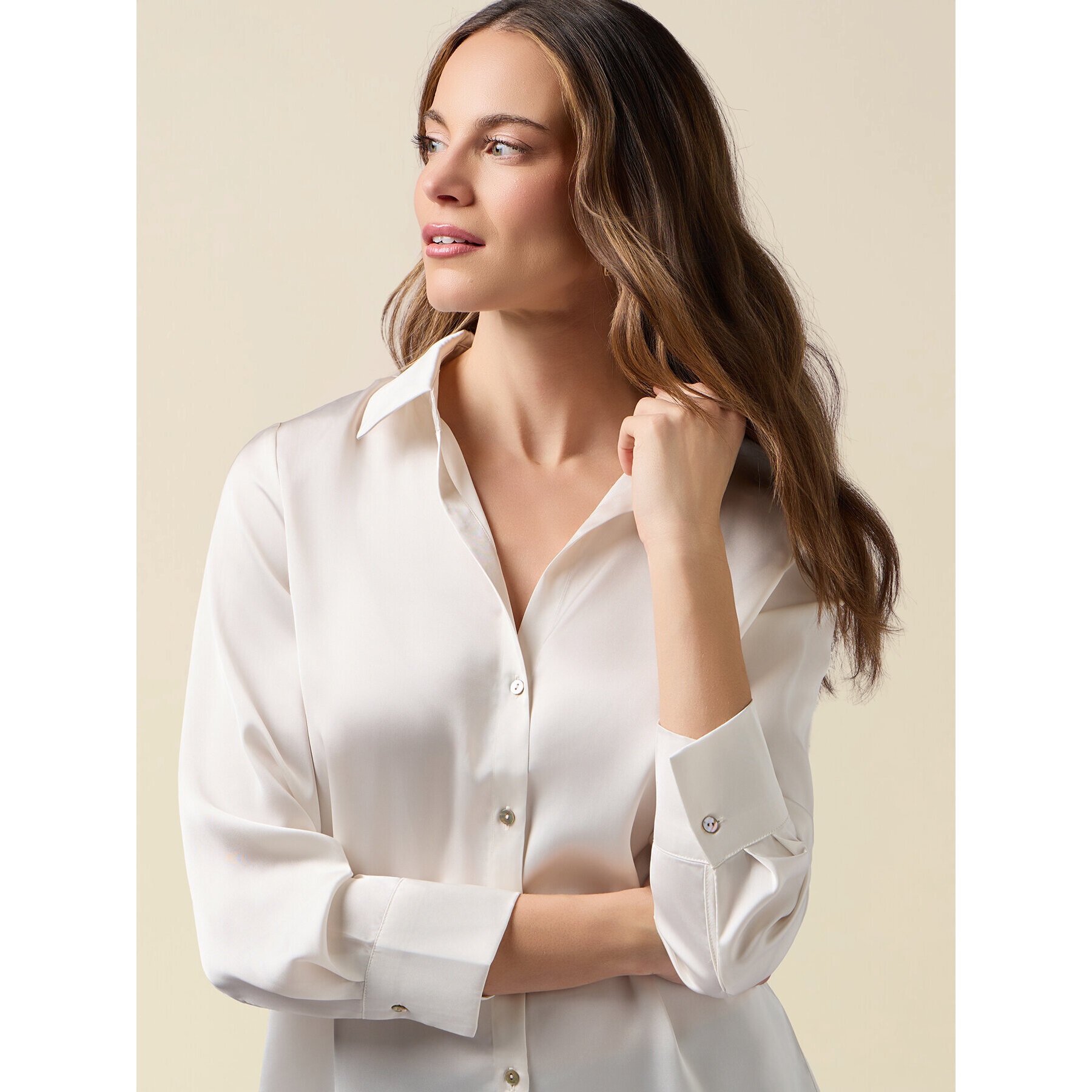 Oltre - Camicia in raso - Bianco