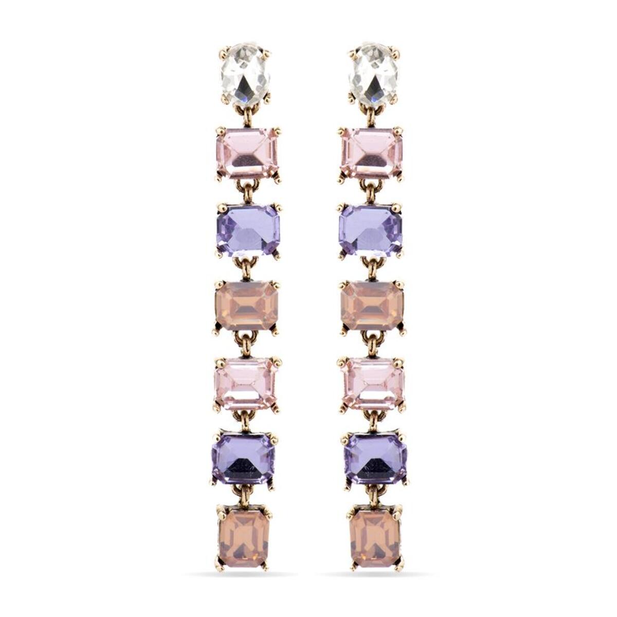 Pendientes con Cristal Morado acabado oro 18k
