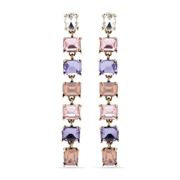 Pendientes con Cristal Morado acabado oro 18k