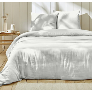 Parure housse de couette gaze de coton blanc