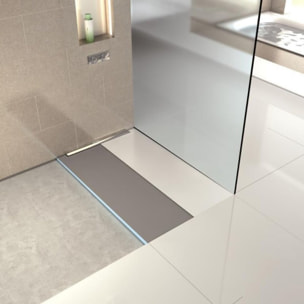 Receveur à carreler 180 x 90 cm Wedi Fundo Riolito Neo + barrette + bonde verticale + kit d'étanchéité et colle 320