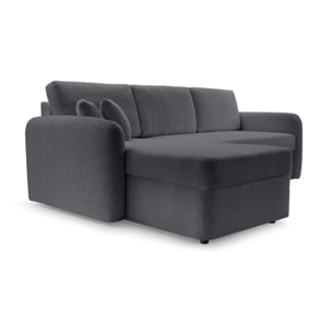 Pocatello - canapé d'angle réversible 4 places - convertible avec coffre - en tissu bouclette - Gris foncé