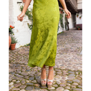 Vestido midi jacquard sin mangas