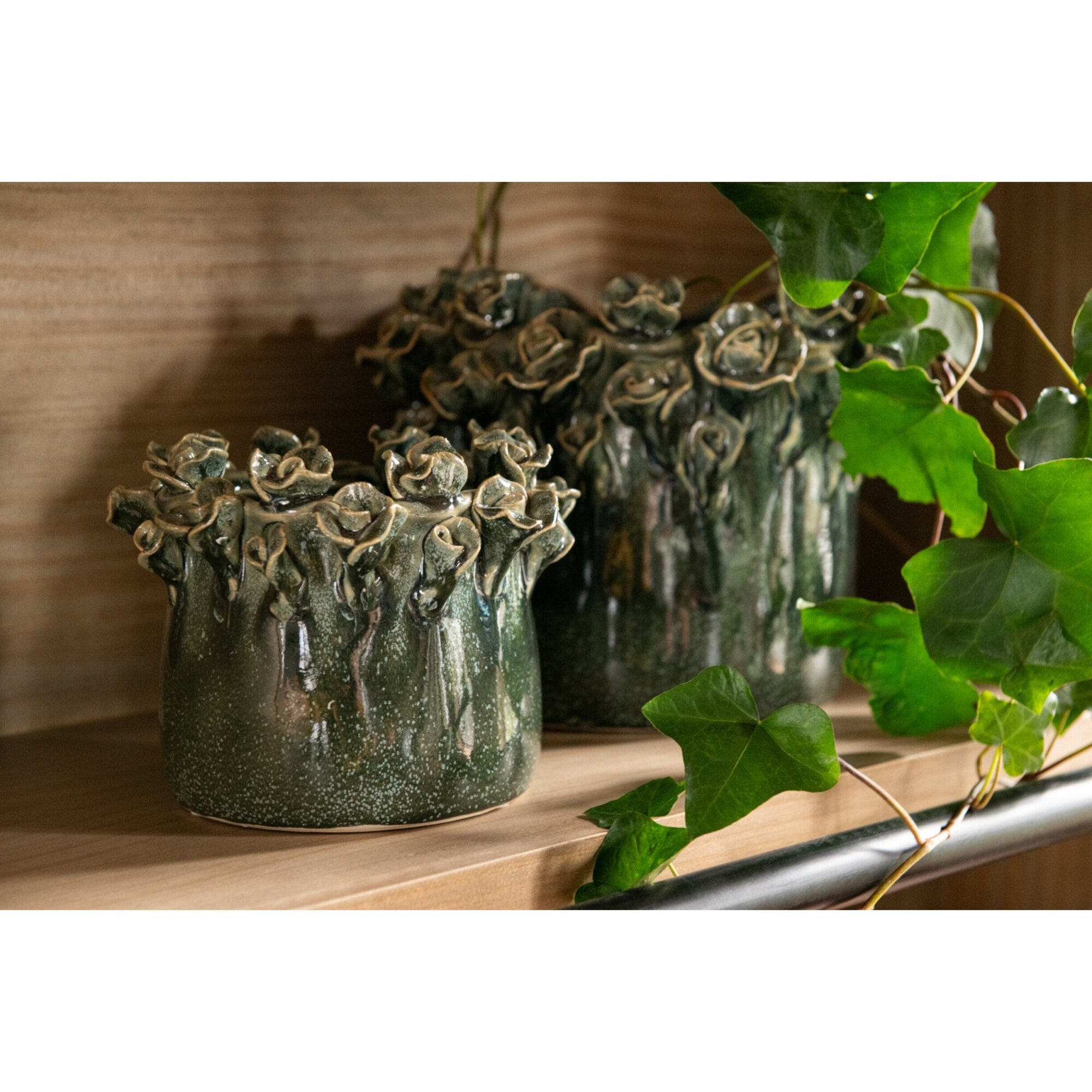 J-Line cache-pot roses - céramique - bleu pétrole - small