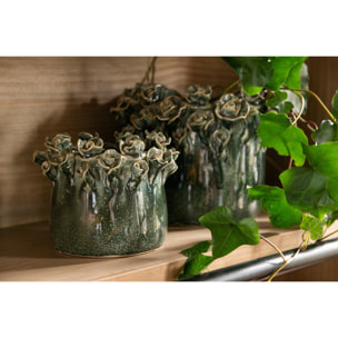 J-Line cache-pot roses - céramique - bleu pétrole - small