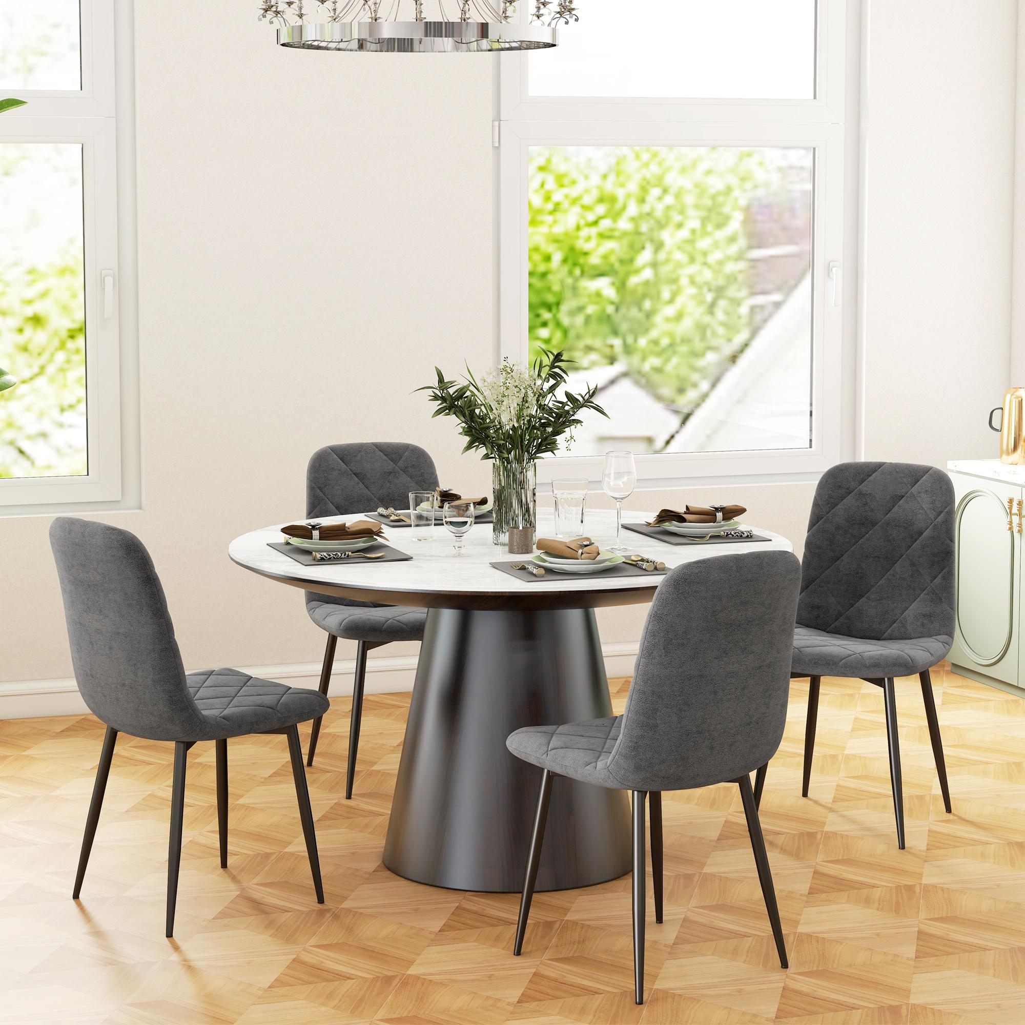 Juego de 4 Sillas de Comedor Modernas Sillas de Cocina Tapizadas en Terciopelo con Patas de Acero para Salón 45x54x87 cm Gris