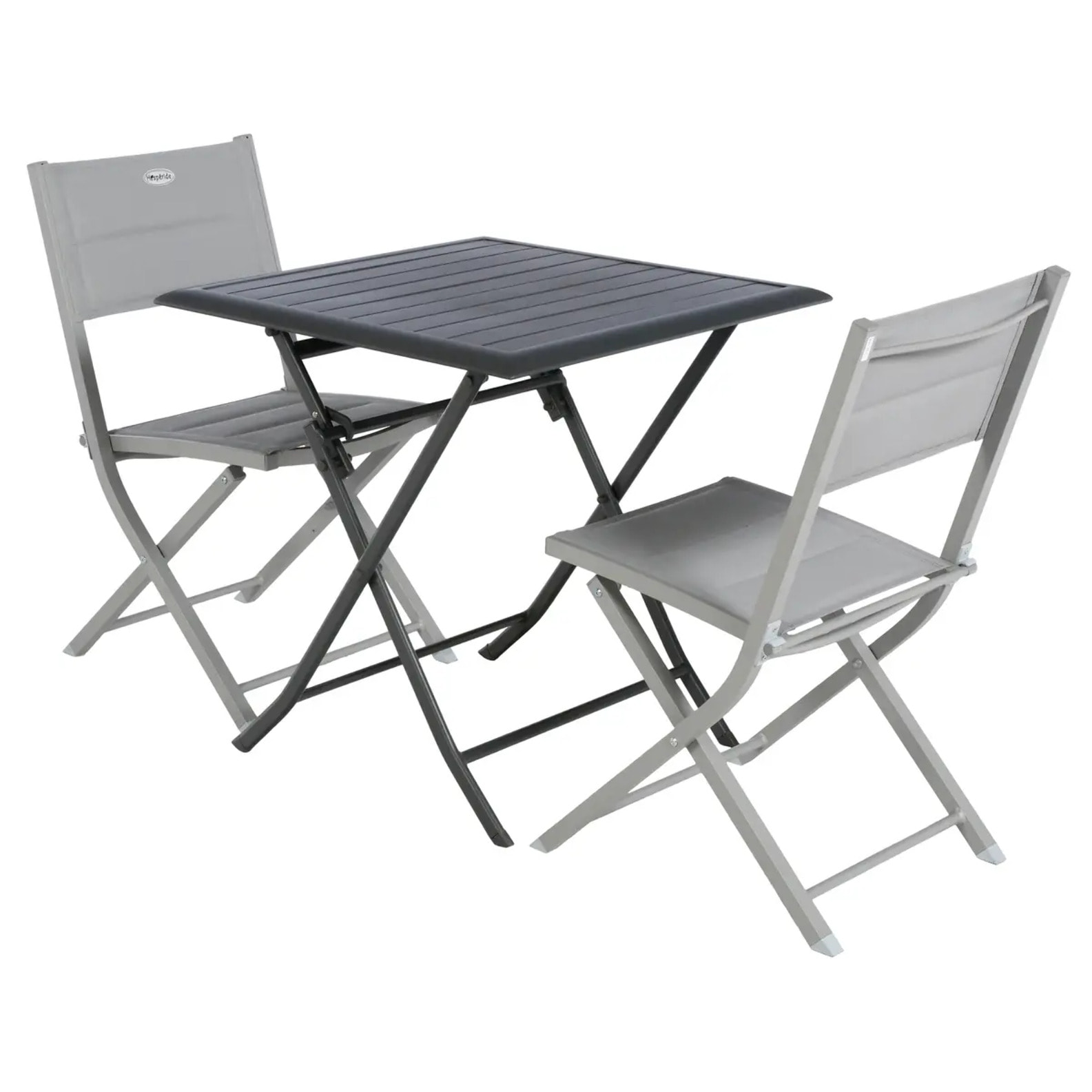 Table de jardin pliante carrée "Azua" graphite 2 places en aluminium traité époxy