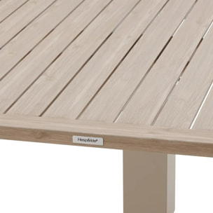 Table de jardin relevable carrée "Salimia" argile & lin 110 x 110 x 69cm en aluminium