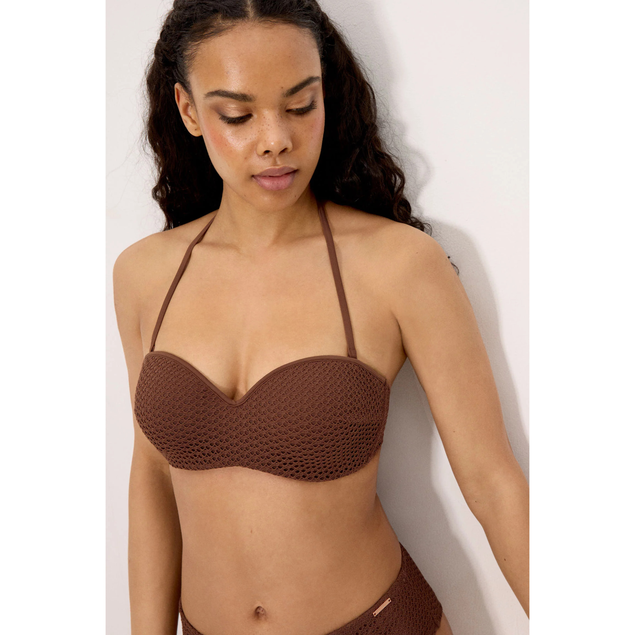 Top bikini bandeau Marrone