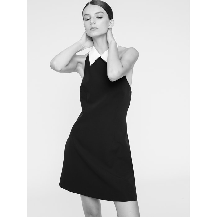 Motivi - Vestido mini halter con cuello - Negro