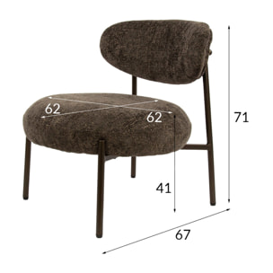 Adelia - fauteuil - pieds en métal - en tissu texturé - Marron