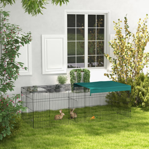 Jaula para Animales Pequeños Jaula para Roedores de Acero con Puertas y Tela Superior Jaula para Conejos Chinchillas Gallinas 220x85x70 cm Verde