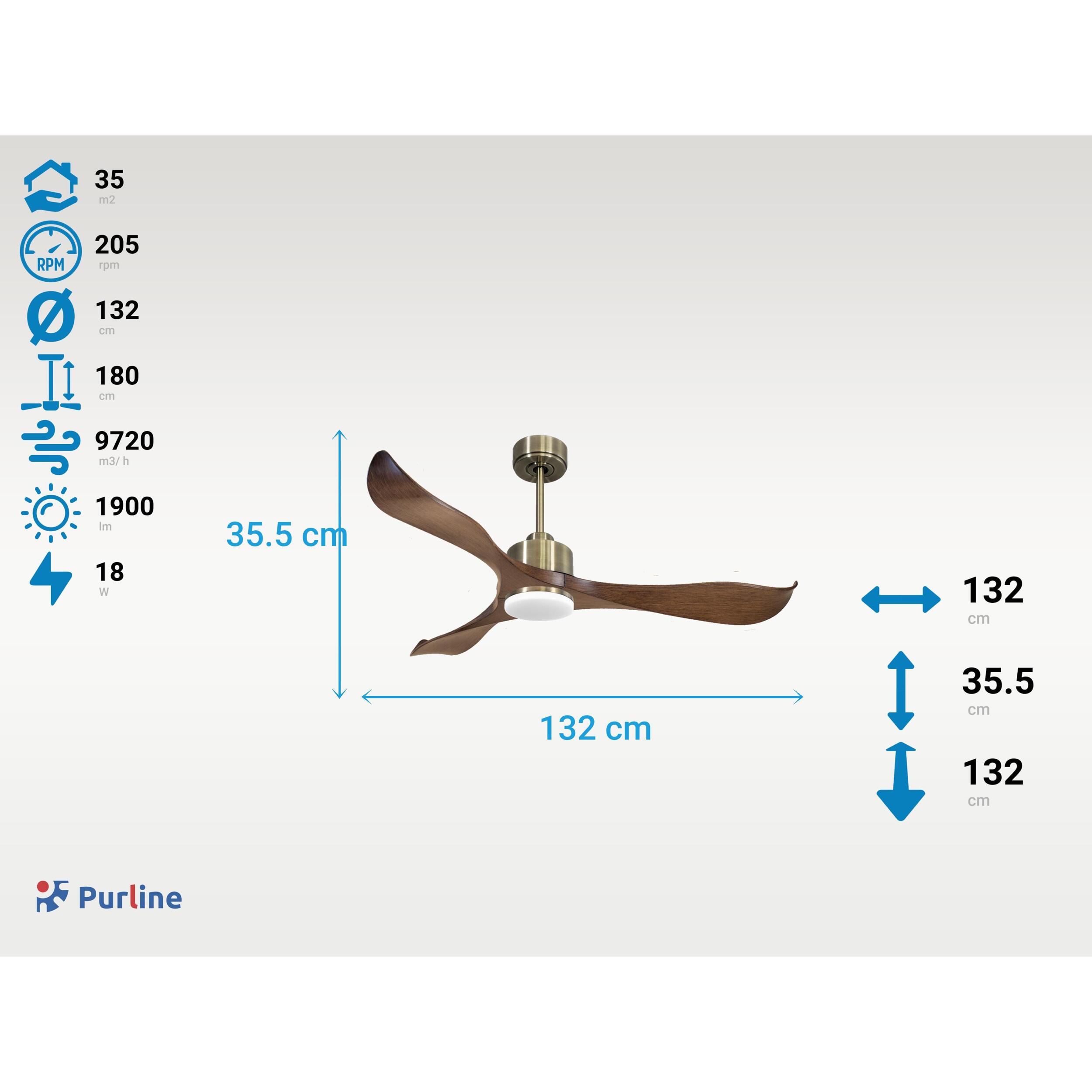 Ventilateur de plafond Réversible  Thermostat Dimmable Wifi Moteur à courant continu Toits en pente Télécommande Lumière à trois tons Adaptateur 2/3 Lames