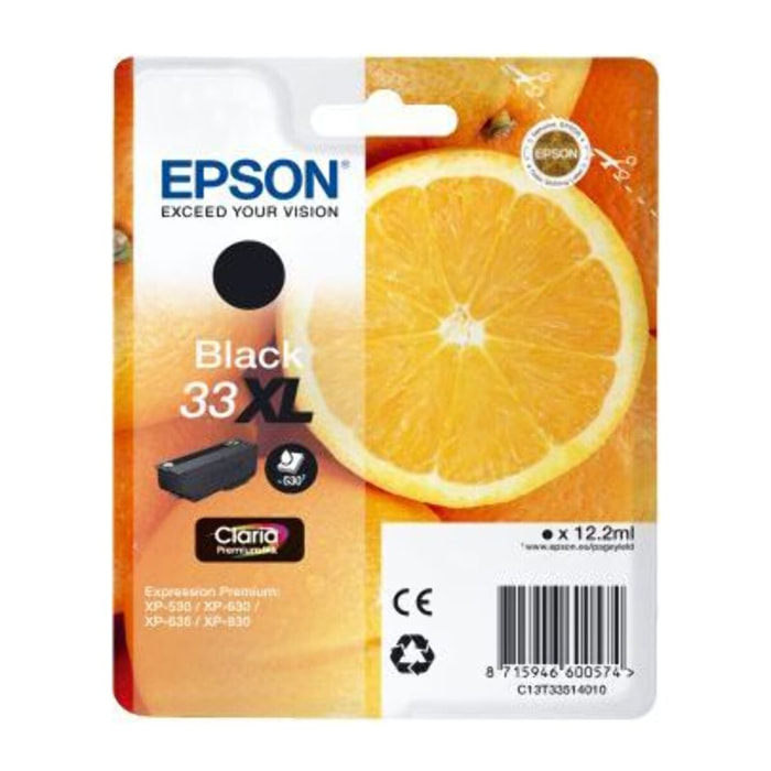 Cartouche d'encre EPSON Originale T3351 XL Haute Capacité Noire Série Orange - C13T33514010
