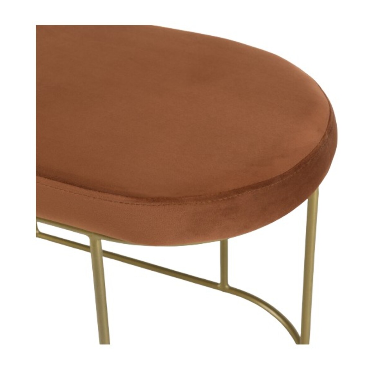 AGATHE - Banc velours orange pieds arrondis métal doré