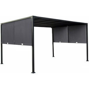 Pergola avec toit coulissant en métal "Courtenay" - 3 x 4 m - Gris