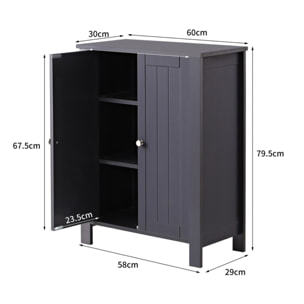 Mobiletto da bagno 2 ante grey 60x30x80 cm -Sarah