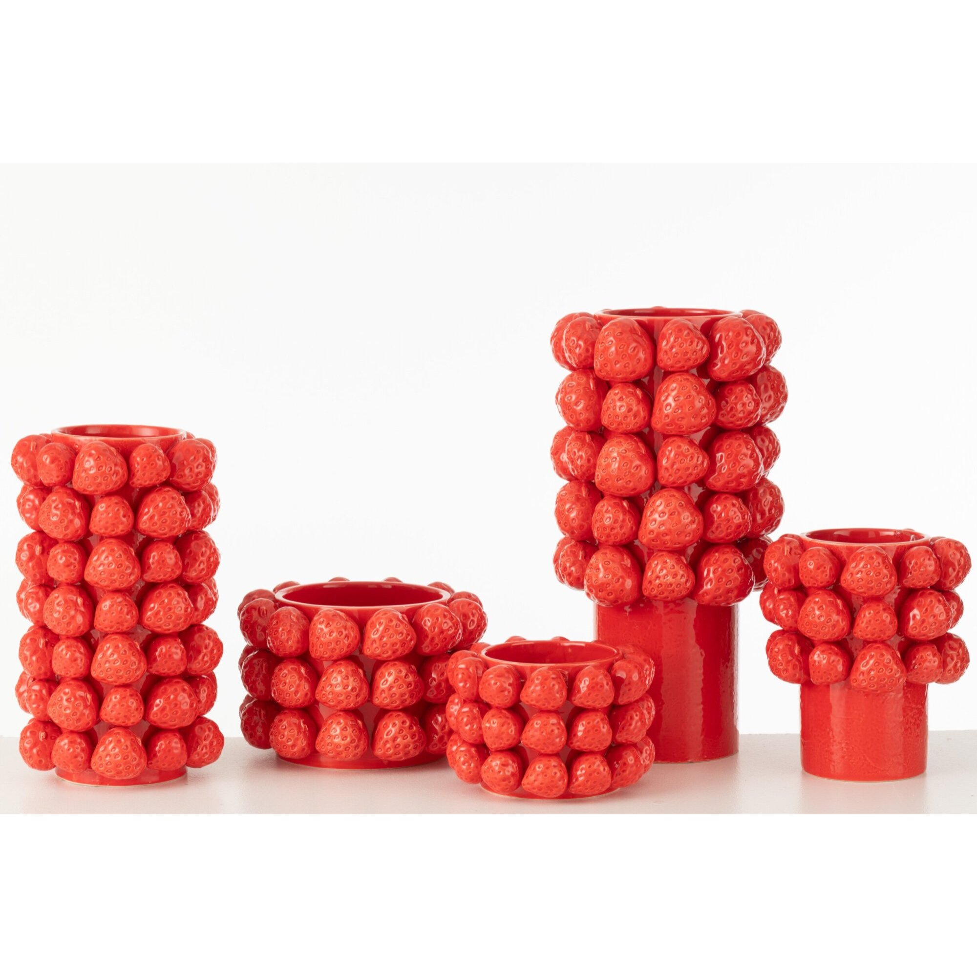 J-Line cache-pot Fraises - céramique - rood - medium - Ø 19.5 cm