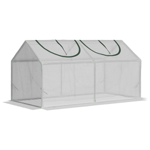 Mini serre de jardin serre à tomates 120 x 60 x 60 cm 2 fenêtres zippées enroulables acier thermolaqué PE haute densité blanc