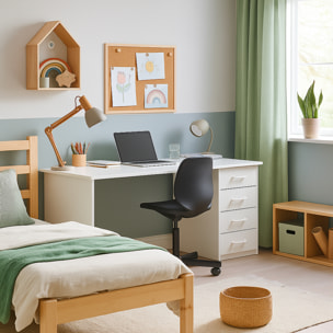 Cassiopea - Scrivania con 4 Cassetti 110x56x73 cm per PC da Ufficio in Legno Bianca