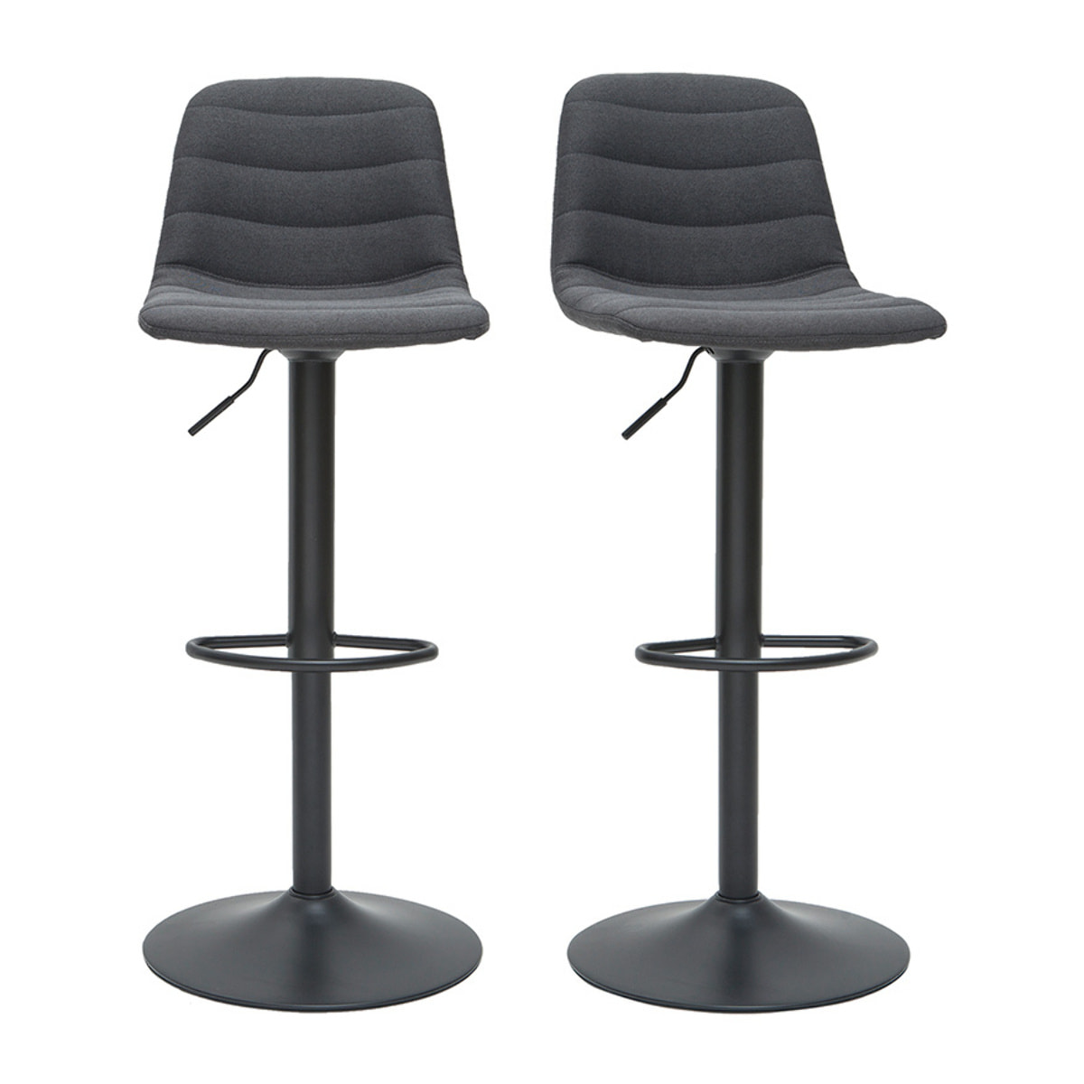 Tabourets de bar réglables pivotants 360° tissu et métal gris foncé (lot de 2) SAURY