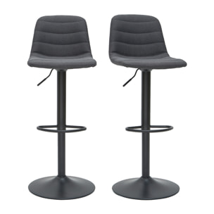 Tabourets de bar réglables pivotants 360° tissu et métal gris foncé (lot de 2) SAURY