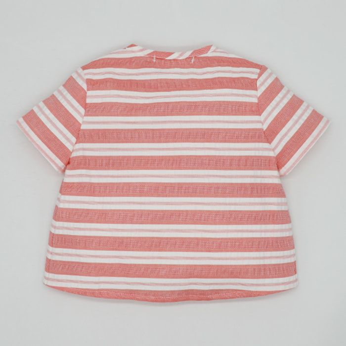 CAMISA MANGA CORTA RAYAS ANCHAS ROJAS