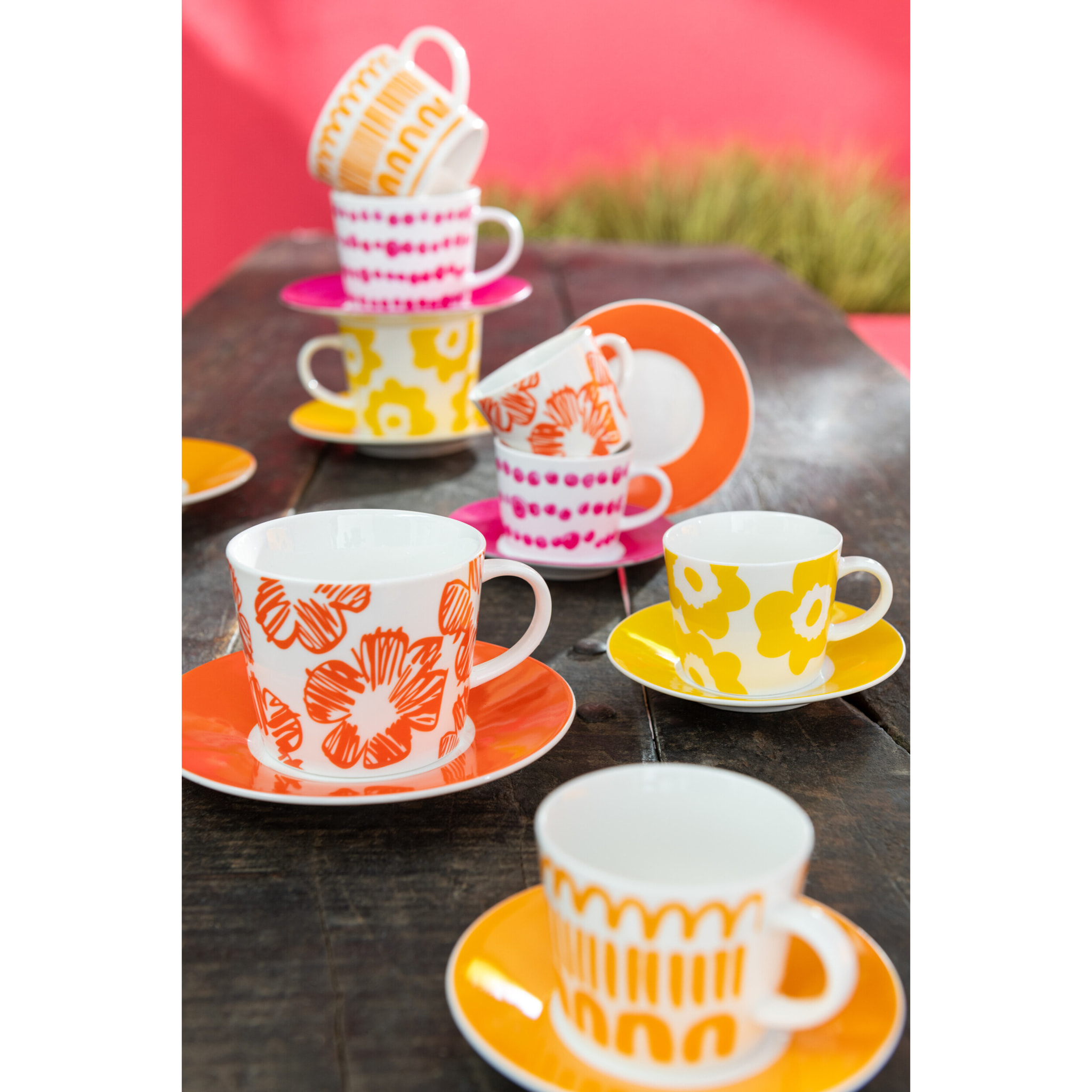 J-Line tasse + sous-tasse - céramique  - mix - large - boîte de 4