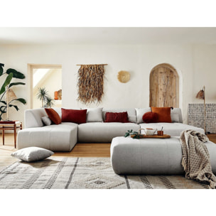Onyx - canapé modulable panoramique d'angle gauche 7 places - en tissu - Gris clair
